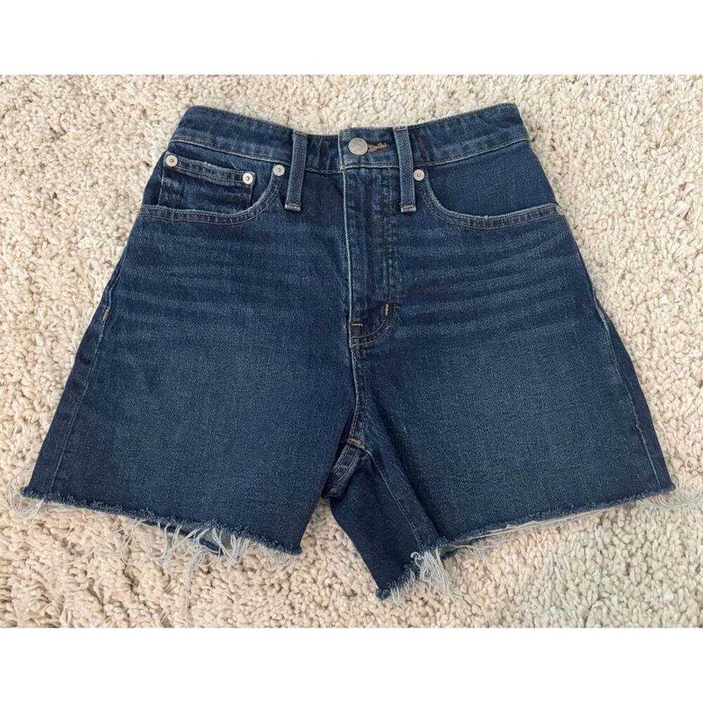 Madewell Dark Blue High-Rise Cutoff Jean Shorts
